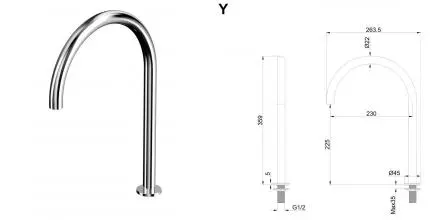 Излив к смесителю «Whitecross» Y Y1203CR хром