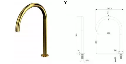 Излив к смесителю «Whitecross» Y Y1203GL золото