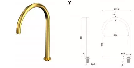 Излив к смесителю «Whitecross» Y Y1203GLB брашированное золото
