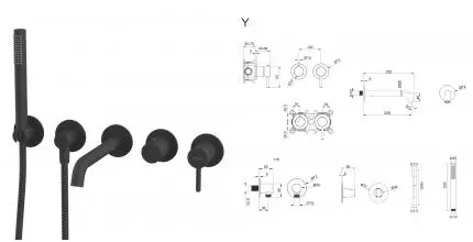 Смеситель для ванны с душем «Whitecross» Y YSET1240BL чёрный матовый