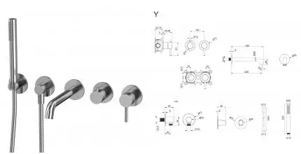 Смеситель для ванны с душем «Whitecross» Y YSET1240NIB брашированный никель