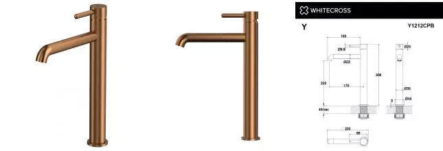 Смеситель для раковины «Whitecross» Y Y1212CPB брашированная медь