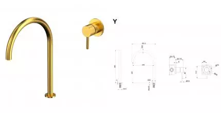 Смеситель для раковины «Whitecross» Y Y1219GLB брашированное золото