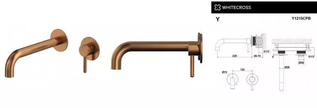 Смеситель для раковины «Whitecross» Y Y1215CPB брашированная медь