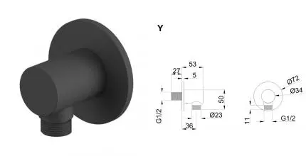 Подключение для душевого шланга «Whitecross» Y Y1018BL чёрное матовое