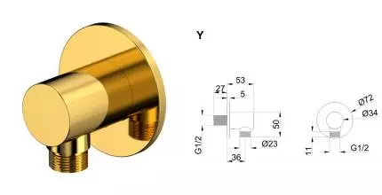 Подключение для душевого шланга «Whitecross» Y Y1018GL золото