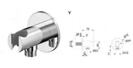 Подключение для душевого шланга «Whitecross» Y Y1015CR с держателем для лейки хром