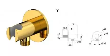Подключение для душевого шланга «Whitecross» Y Y1015GL с держателем для лейки золото