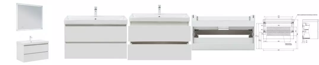 Мебель для ванной подвесная «Aquanet» Вега 90 белая глянцевая Мебель для ванной подвесная «Aquanet» Вега 90 белая глянцевая