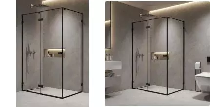 Душевой угол-ограждение «AQUAme» AQM7408-2-10/AQM7409-2-8 100/80 прямоугольный прозрачный/чёрный матовый без поддона универсальный Душевой угол-ограждение «AQUAme» AQM7408-2-10/AQM7409-2-8 100/80 прямоугольный прозрачный/чёрный матовый без поддона универсальный