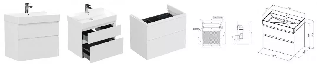 Тумба с раковиной «Allen Brau» Infinity 70 (Slim Synergy 70) подвесная белая матовая