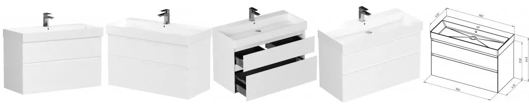 Тумба с раковиной «Allen Brau» Infinity 100 (Slim Synergy 100) подвесная белая матовая