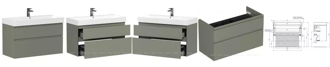 Тумба с раковиной «Allen Brau» Infinity 100 (Slim Synergy 100) подвесная олива матовая