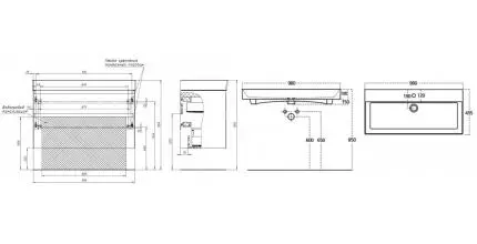Тумба с раковиной «Allen Brau» Infinity 100 (Slim Synergy 100) подвесная антрацит матовая