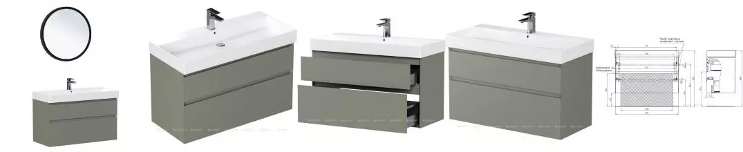 Мебель для ванной подвесная «Allen Brau» Infinity 100 олива матовая