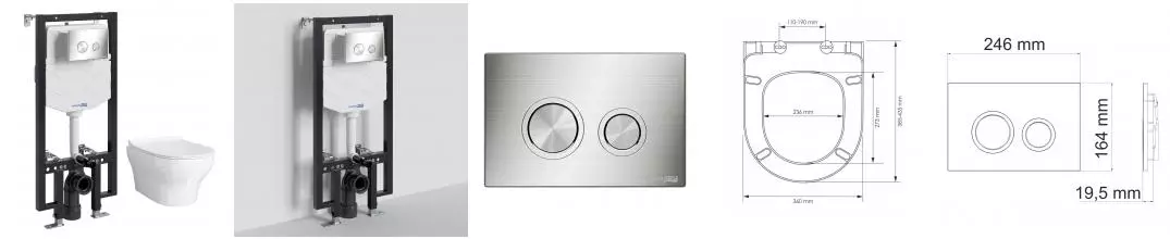 Комплект инсталляция с унитазом, крышкой и кнопкой смыва «WasserKRAFT» Vils 56TLT.010.ME.BN01.H001 безободковый белый Комплект инсталляция с унитазом, крышкой и кнопкой смыва «WasserKRAFT» Vils 56TLT.010.ME.BN01.H001 безободковый белый