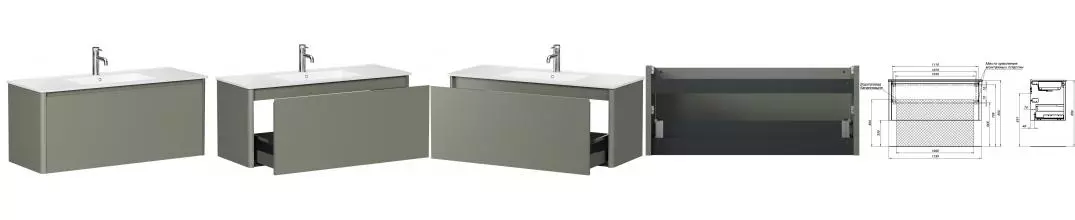 Тумба с раковиной «Allen Brau» Gravity 120 (Paris 120) подвесная олива матовая