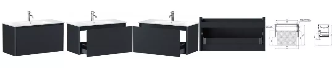 Тумба с раковиной «Allen Brau» Gravity 100 (Paris 100) подвесная антрацит матовая