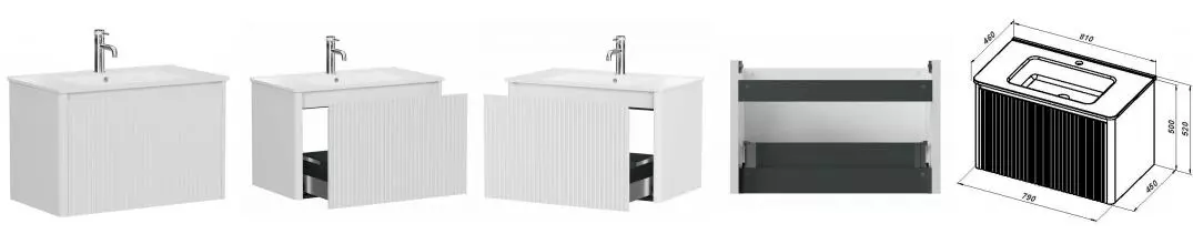 Тумба с раковиной «Allen Brau» Gravity 80 с фрезеровкой (Paris 80) подвесная белая матовая Тумба с раковиной «Allen Brau» Gravity 80 с фрезеровкой (Paris 80) подвесная белая матовая