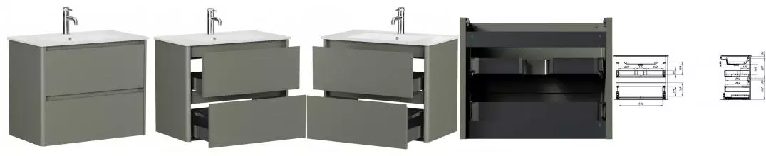 Тумба с раковиной «Allen Brau» Gravity 80 с 2 ящиками (Paris 80) подвесная олива матовая