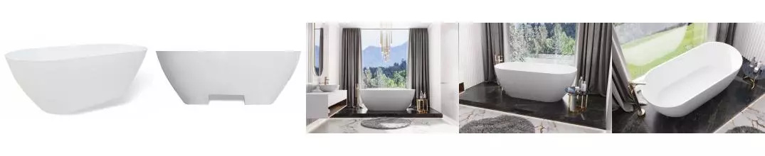 Ванна из литьевого мрамора «Эстет» Майами 168/78 с ножками без сифона белая Ванна из литьевого мрамора «Эстет» Майами 168/78 с ножками без сифона белая