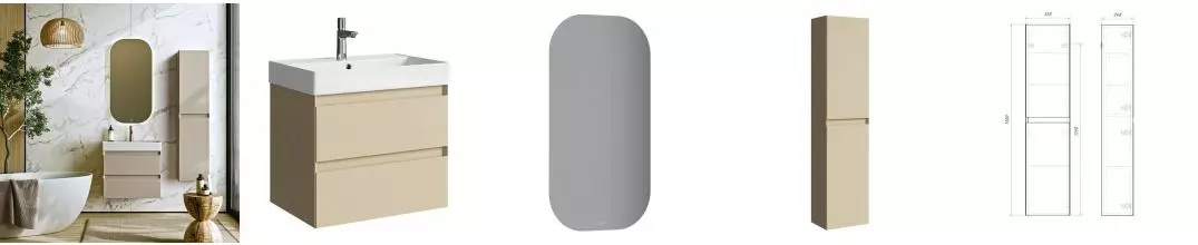 Мебель для ванной подвесная «Aqwella» Geometria 65 морская дюна