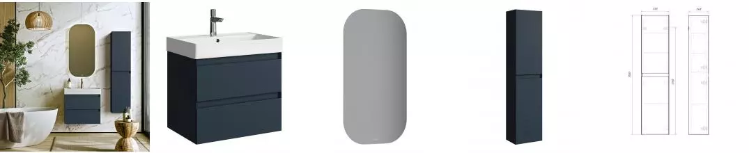 Мебель для ванной подвесная «Aqwella» Geometria 65 серая Мебель для ванной подвесная «Aqwella» Geometria 65 серая