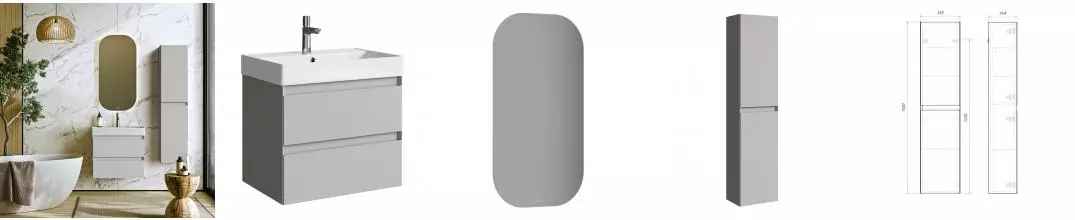 Мебель для ванной подвесная «Aqwella» Geometria 65 серый туман