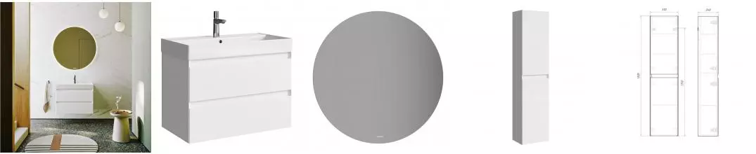 Мебель для ванной подвесная «Aqwella» Geometria 81 с ящиками белая