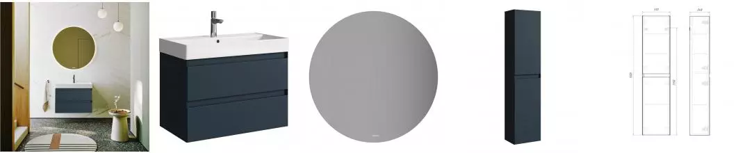 Мебель для ванной подвесная «Aqwella» Geometria 81 с ящиками серый