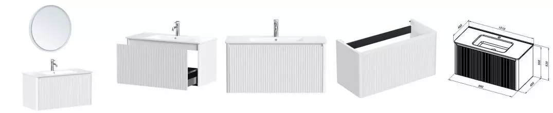 Мебель для ванной подвесная «Allen Brau» Gravity 100 с фрезеровкой белая матовая