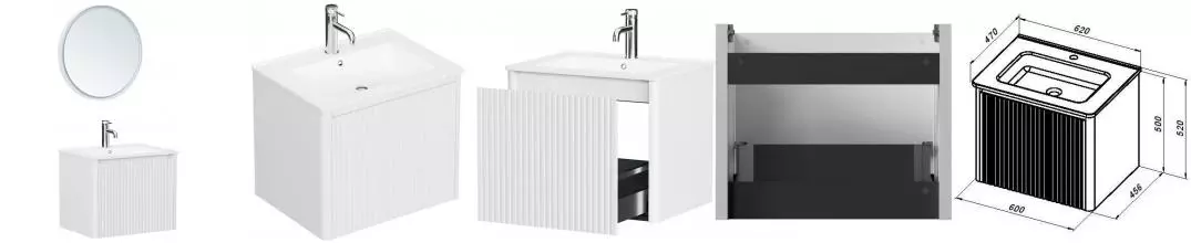 Мебель для ванной подвесная «Allen Brau» Gravity 60 с фрезеровкой белая матовая