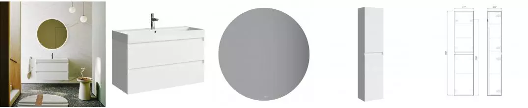 Мебель для ванной подвесная «Aqwella» Geometria 100 с ящиками белая матовая