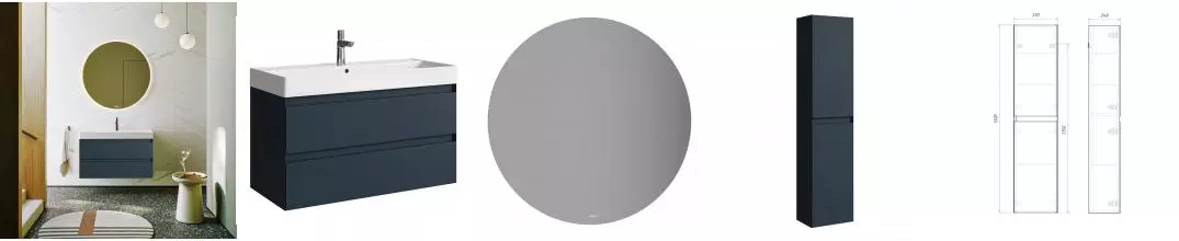 Мебель для ванной подвесная «Aqwella» Geometria 100 с ящиками серая Мебель для ванной подвесная «Aqwella» Geometria 100 с ящиками серая