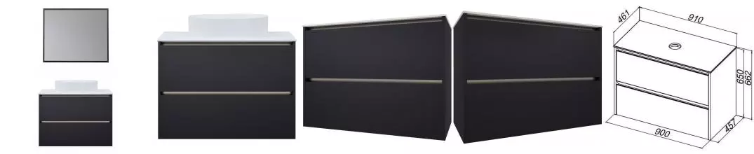 Мебель для ванной подвесная «Allen Brau» Activity 90 антрацит матовый/олива браш 307987