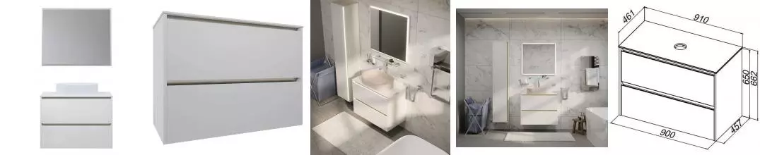 Мебель для ванной подвесная «Allen Brau» Activity 90 белый матовый/олива браш 307985