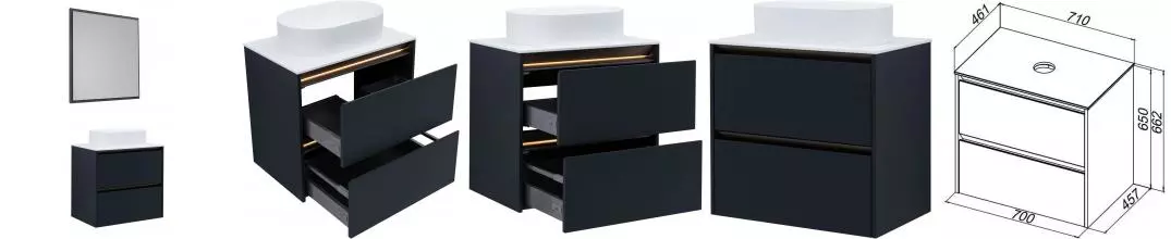 Мебель для ванной подвесная «Allen Brau» Activity 70 антрацит матовый/олива браш 307973