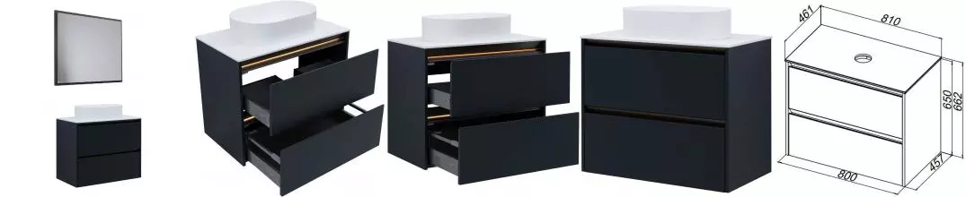 Мебель для ванной подвесная «Allen Brau» Activity 80 антрацит матовый/олива браш 307980