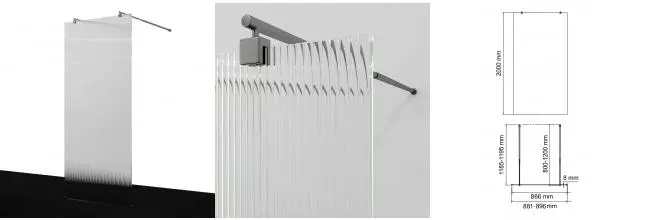 Душевая перегородка «WasserKRAFT» Vechte 60W39GR-FL 90/200 рифленая/графит