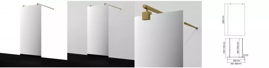 Душевая перегородка «WasserKRAFT» Vechte 60W39BG-MR 90/200 зеркальная/матовое золото