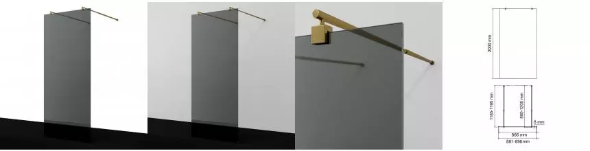 Душевая перегородка «WasserKRAFT» Vechte 60W39BG-TG 90/200 тонированная/матовое золото