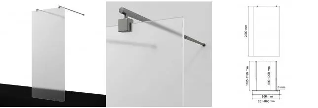 Душевая перегородка «WasserKRAFT» Vechte 60W39GR-MG 90/200 матовая/графит