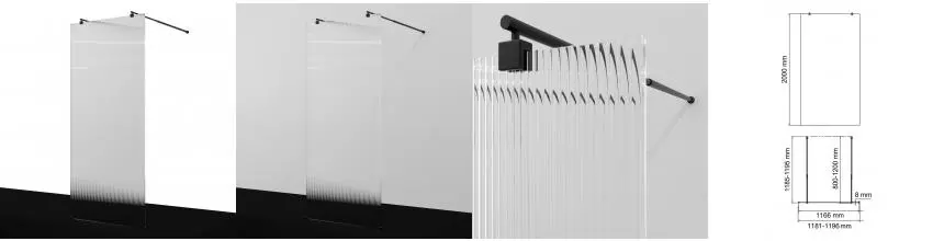 Душевая перегородка «WasserKRAFT» Vechte 60W40MB-FL 120/200 рифленая/чёрная Душевая перегородка «WasserKRAFT» Vechte 60W40MB-FL 120/200 рифленая/чёрная