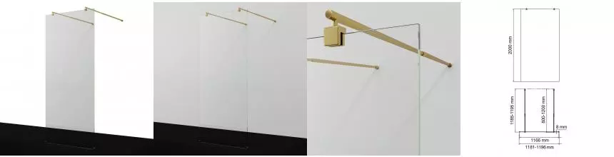 Душевая перегородка «WasserKRAFT» Vechte 60W40PG 120/200 прозрачная/золото
