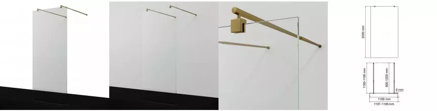 Душевая перегородка «WasserKRAFT» Vechte 60W40BG 120/200 прозрачная/матовое золото