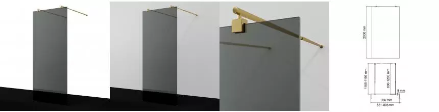 Душевая перегородка «WasserKRAFT» Vechte 60W39PG-TG 90/200 тонированная/золото