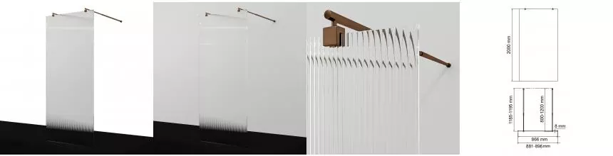 Душевая перегородка «WasserKRAFT» Vechte 60W39RG-FL 90/200 рифленая/розовое золото