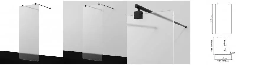 Душевая перегородка «WasserKRAFT» Vechte 60W40MB-MG 120/200 матовая/чёрная Душевая перегородка «WasserKRAFT» Vechte 60W40MB-MG 120/200 матовая/чёрная