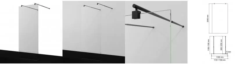 Душевая перегородка «WasserKRAFT» Vechte 60W40MB 120/200 прозрачная/чёрная Душевая перегородка «WasserKRAFT» Vechte 60W40MB 120/200 прозрачная/чёрная