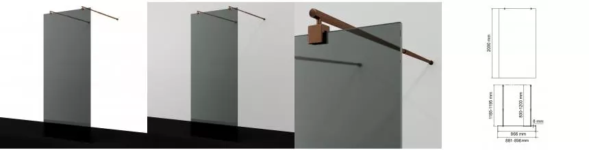 Душевая перегородка «WasserKRAFT» Vechte 60W39RG-TG 90/200 тонированная/розовое золото